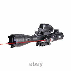Pinty 3 in 1 4-16x50 Rangefinder Rifle Scope Red laser & Reflex Dot Sight scope