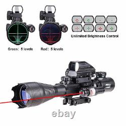 Pinty 4-16x50 Illuminated Range Finder 4 Reticle Dot Sight Red laser Rifle Scope