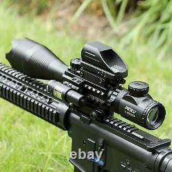 Pinty 4-16x50 Illuminated Range Finder 4 Reticle Dot Sight Red laser Rifle Scope