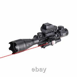 Pinty 4-16x50 Illuminated Range Finder 4 Reticle Dot Sight Red laser Rifle Scope