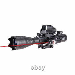 Pinty 4-16x50 Illuminated Range Finder 4 Reticle Dot Sight Red laser Rifle Scope