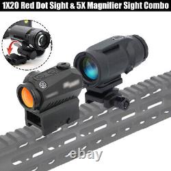 R5 1x20 Shake Awake Red Dot Sight 2 MOA Scope with 5x Magnifier Sight Combo Kit