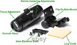 Red Dot Sight Magnifier 3X Hunting Rifle Gun Optic Scope Flip-to-Side Picatinny