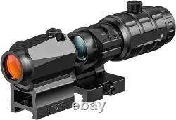 Red /Green Dot Sight 3X Magnifier Combo Set, 2 MOA Motion Awake Red Dot Optics