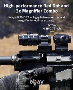 Red /Green Dot Sight 3X Magnifier Combo Set, 2 MOA Motion Awake Red Dot Optics