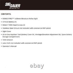 SIG SAUER ROMEO 1 Pro 1x30mm 3MOA Real Optics Reflex Red Dot Sight WithShake Awake