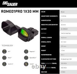 SIG SAUER Romeo1 Pro 3 MOA Red Dot 1x30mm Reflex Sight -Black/Shake Awake