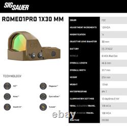 Sig Sauer Romeo1PRO Red Dot Sight 1x30mm 6 MOA Flat Dark Earth (FDE) SOR1P103