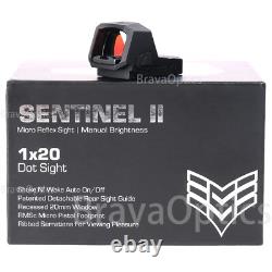 Swampfox Sentinel II 2 1x20mm 3MOA Red Dot RMSc Footprint Back Up Sight