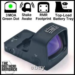 TSA Green Dot Optic Sight RMR Footprint Shake Awake Top-Load Battery 3 MOA TSA Green Dot Optic Sight RMR Footprint Shake Awake Top-Load Battery 3 MOA