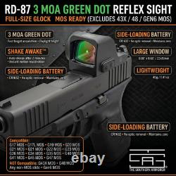 TSA RD-87 Green Dot Sight Direct Fit GLOCK MOS Shake Awake 3 MOA