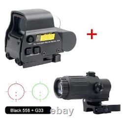 Tactical 3X Sight Magnifier Holographic Red Green Dot Sight Scope QD 20mm Mount