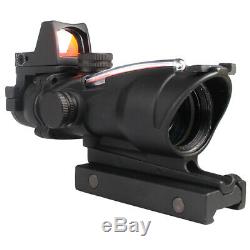 Tactical ACOG 4x32 Real Red Fiber Optic Rifle Scope with RMR Mini Red Dot Sight
