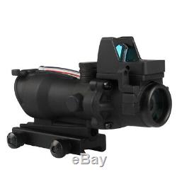 Tactical ACOG 4x32 Real Red Fiber Optic Rifle Scope with RMR Mini Red Dot Sight