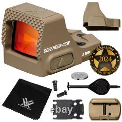Vortex Optics Defender-CCW 3 MOA Micro Red Dot Tan with Patriot Sky Badge Camo Cap