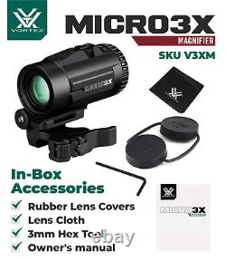 Vortex Optics Micro3X Red Dot Sight Magnifier with CD Hat and Cleaning Pen Bundle