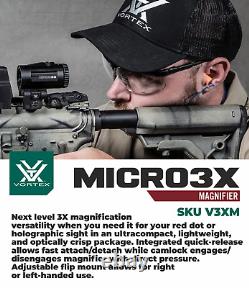 Vortex Optics Micro3X Red Dot Sight Magnifier with CF Hat and Cleaning Pen Bundle
