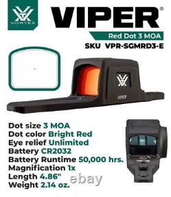 Vortex Optics Viper SG Enclosed Micro Red Dot Sights, 3 MOA Red Dot withFree CFHat