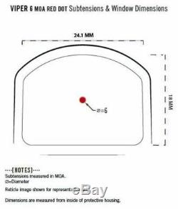 Vortex Viper 1x24mm 6 MOA Red Dot Sight, CR2032 Battery, Black, VRD-6